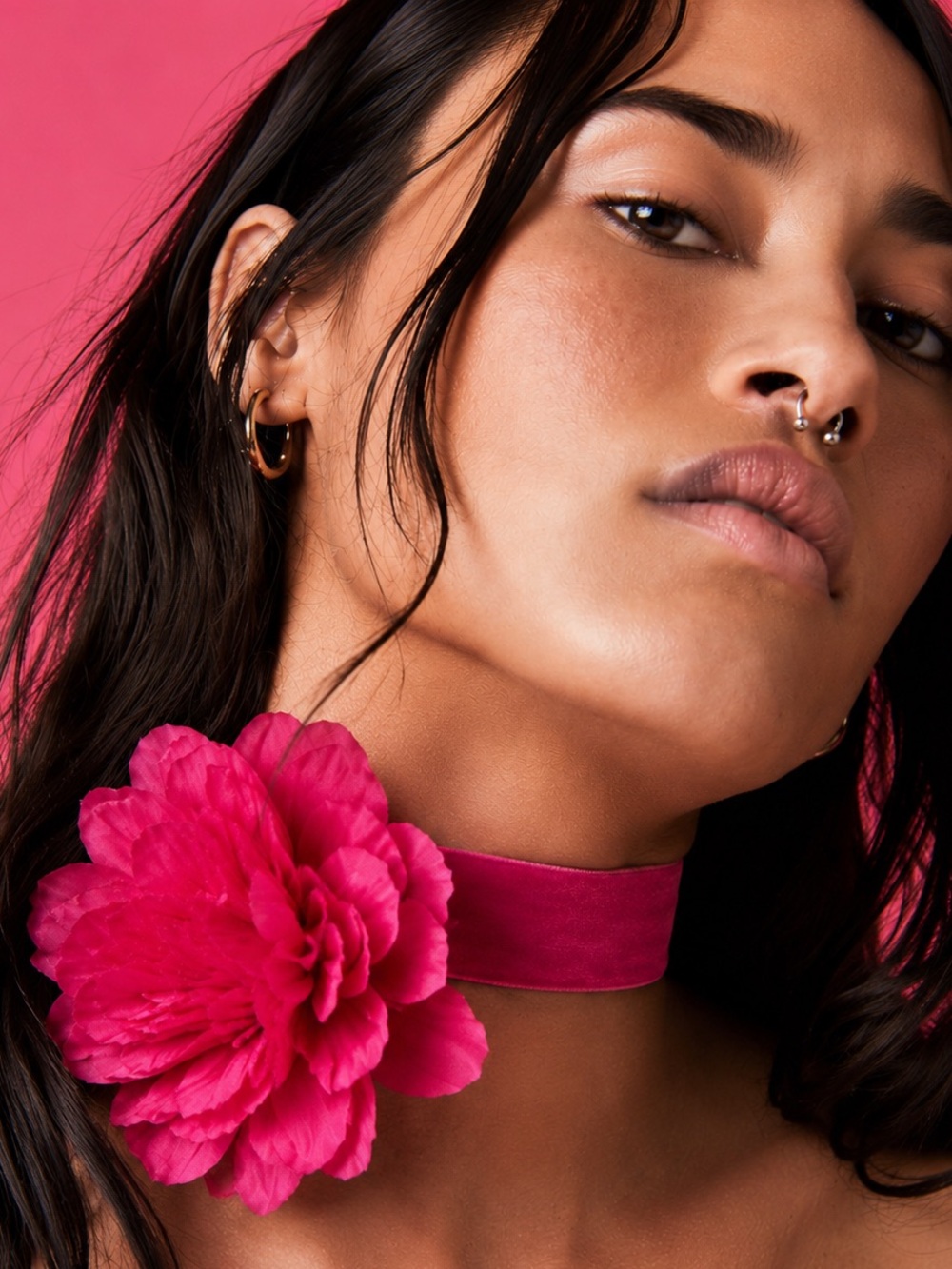 FREE PEOPLE Melody Velvet Floral CHOKER/BRACELET/HEADBAND in Pink BRAND NEW! - Picture 3 of 7